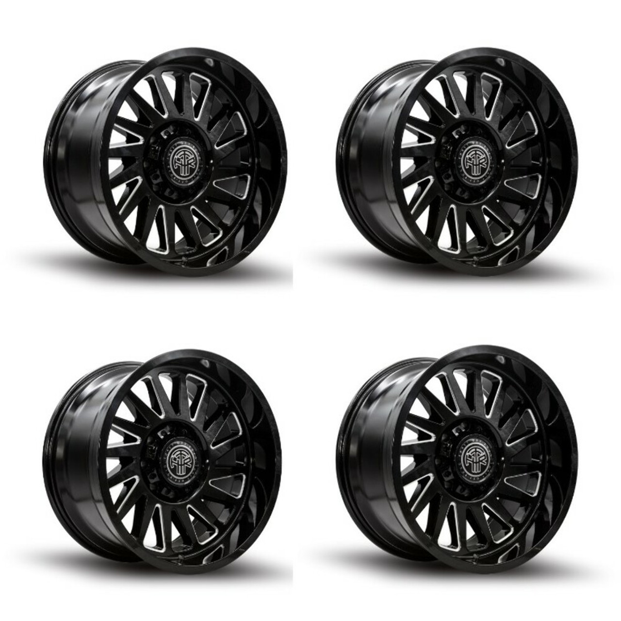 Set 4 20" Thret Offroad Omega 902 Gloss Black Milled 20x10 Wheels 6x135 -21mm