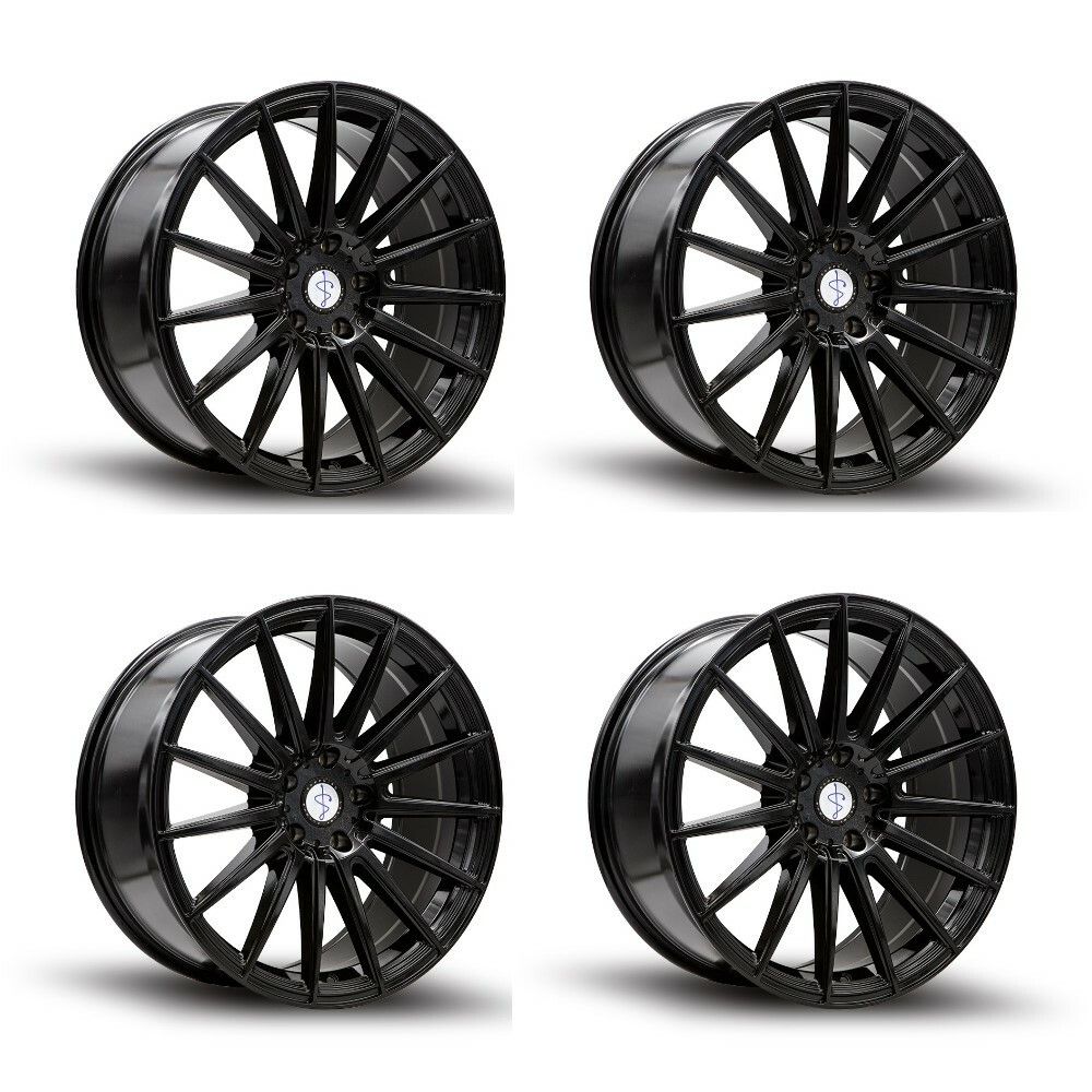 Set 4 22" Sapphire Luxury Alloys SX03-03 Gloss Black 22x9 Wheels 5x5 35mm Rims