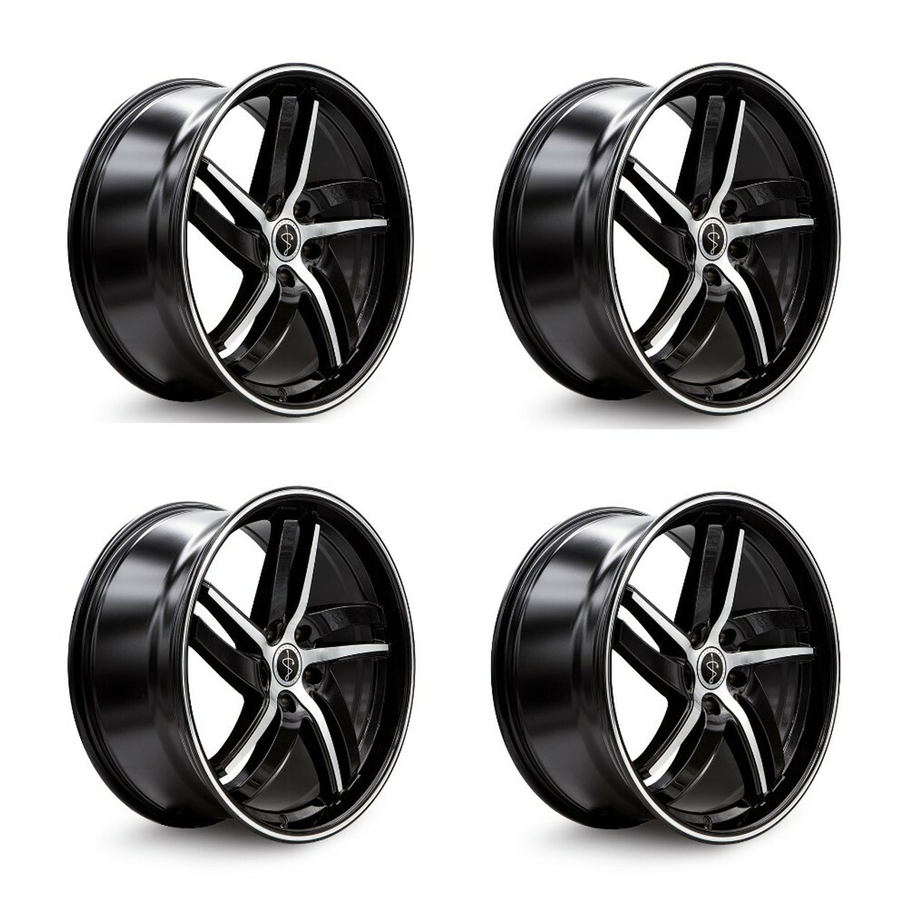 Set 4 20" Sapphire Luxury Alloys SX01-01 Black Machined 20x9 Wheels 5x4.5 35mm