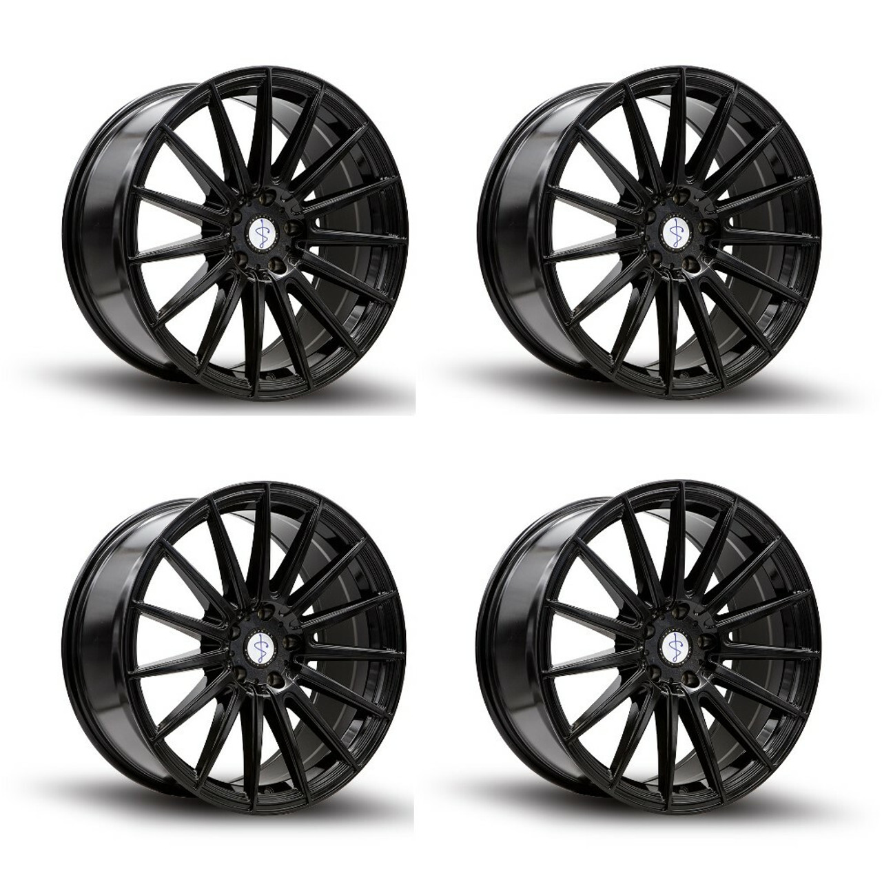 Set 4 22" Sapphire Luxury Alloys SX03-03 Gloss Black 22x9 Wheels 5x115 20mm Rims