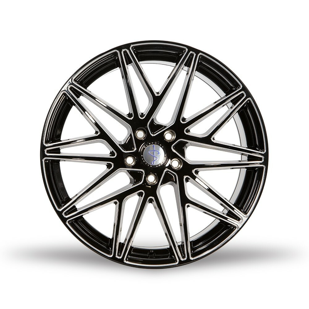 Set 4 20" Sapphire Luxury Alloys SX05-05 Gloss Black Milled 20x9 5x4.5 35mm Rims