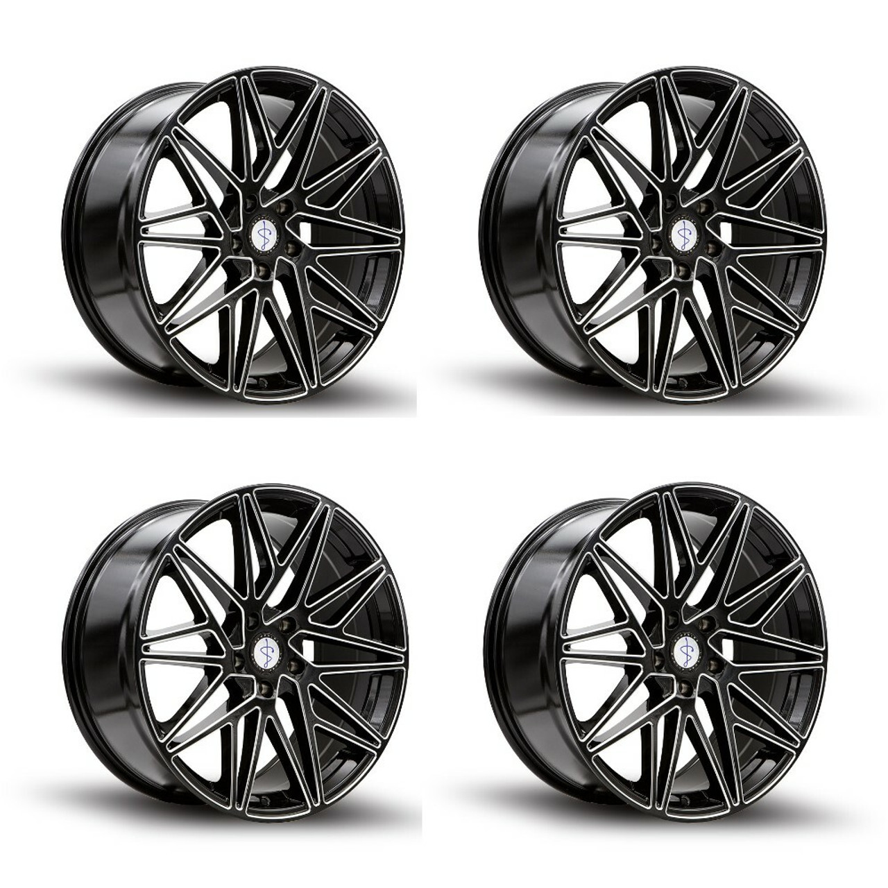 Set 4 20" Sapphire Luxury Alloys SX05-05 Gloss Black Milled 20x9 5x120 35mm Rims