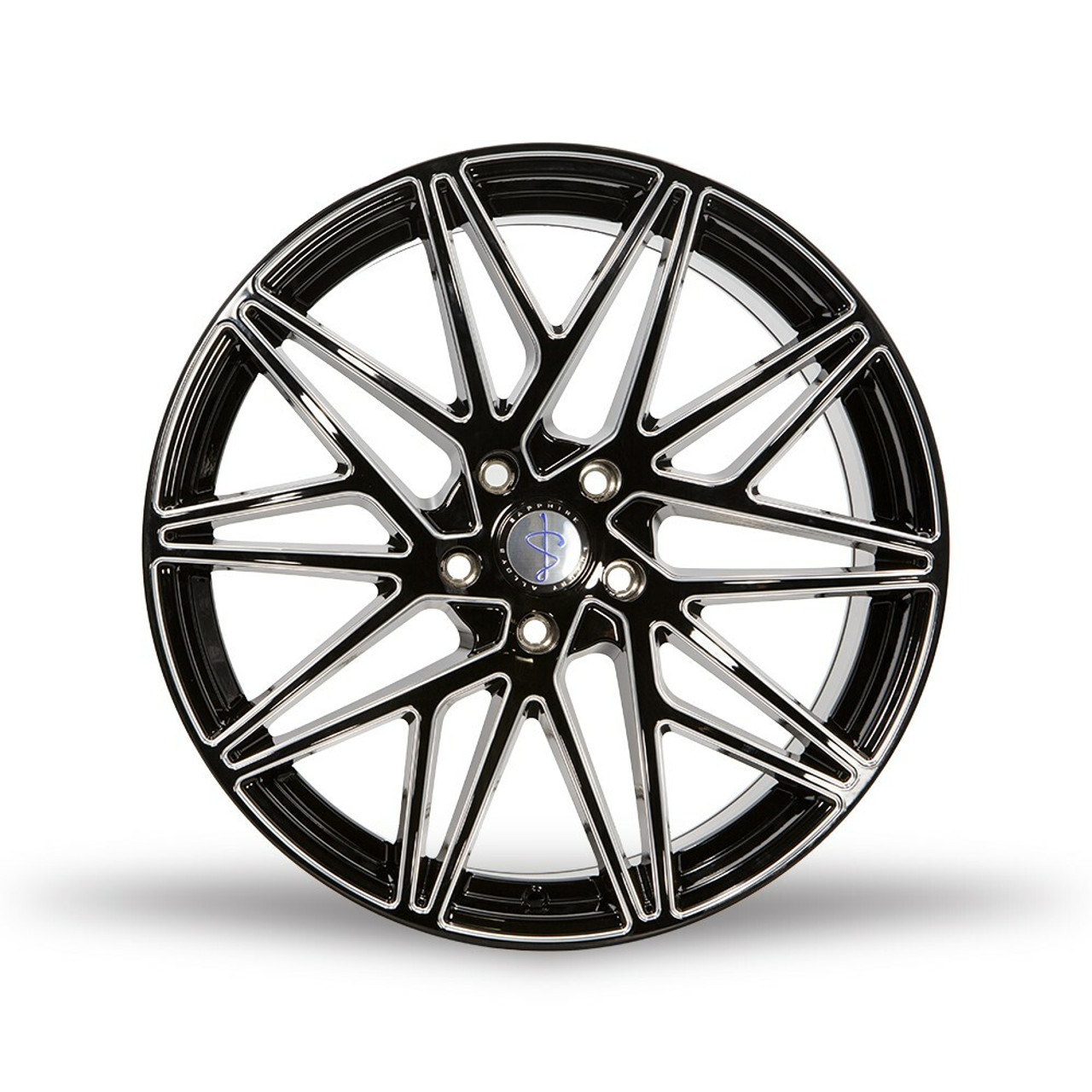 Set 4 20" Sapphire Luxury Alloys SX05-05 Gloss Black Milled 20x9 5x120 35mm Rims