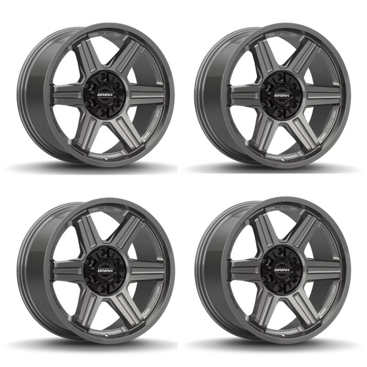 Set 4 20" Brink Wheels B103 Fang Titanium 20x9 Flow Formed 6x5.5 6x135 0mm Rims