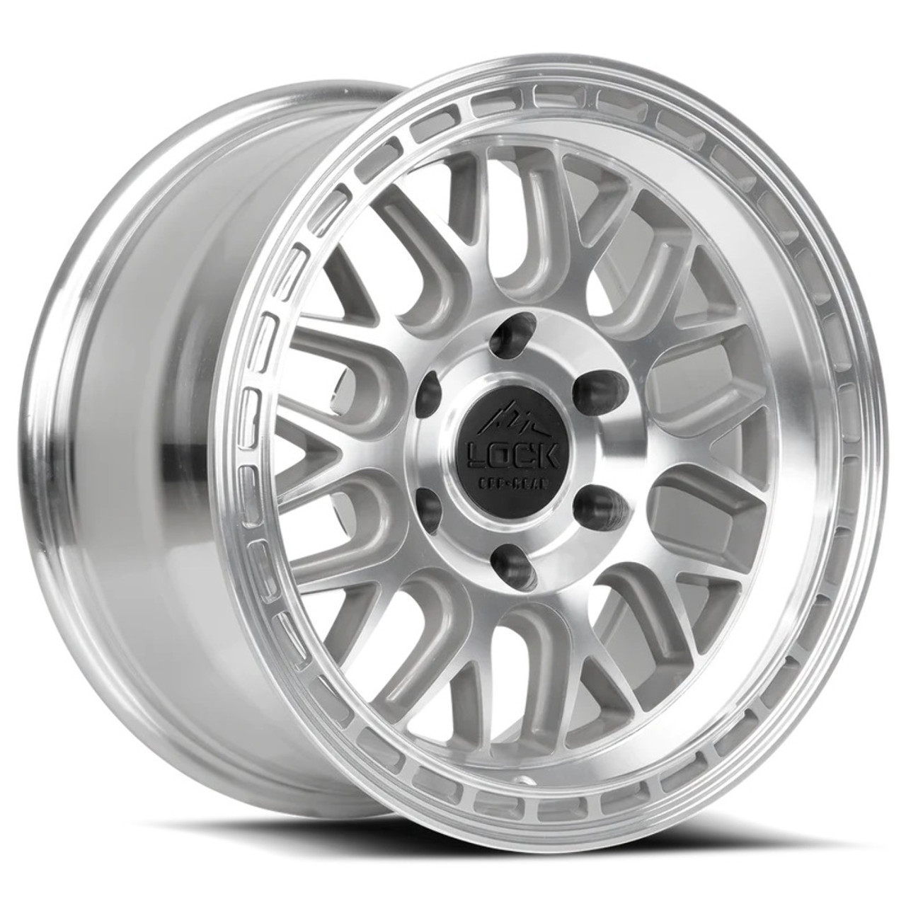 17" Lock Offroad Onyx Machine Clear Coat 17x9 Wheel 5x5 1mm Truck 5 Lug Rim