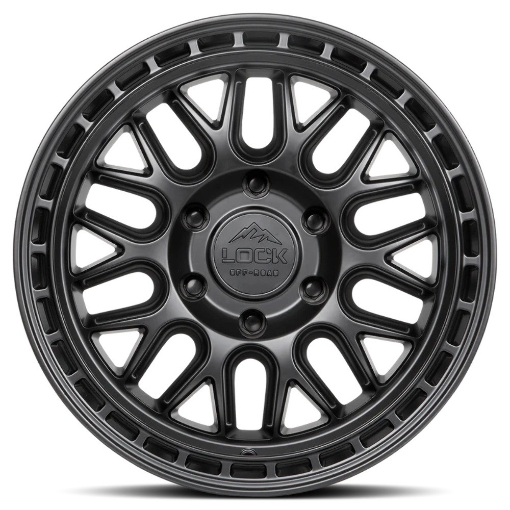 Set 4 17" Lock Offroad Onyx Matte Black Matte Black Ring 17x9 Wheels 6x5.5 1mm