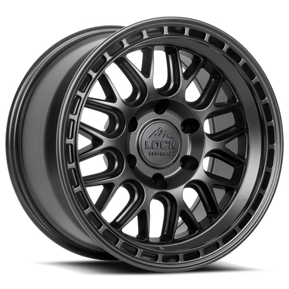 Set 4 17" Lock Offroad Onyx Matte Black Matte Black Ring 17x9 Wheels 5x5 1mm Rim