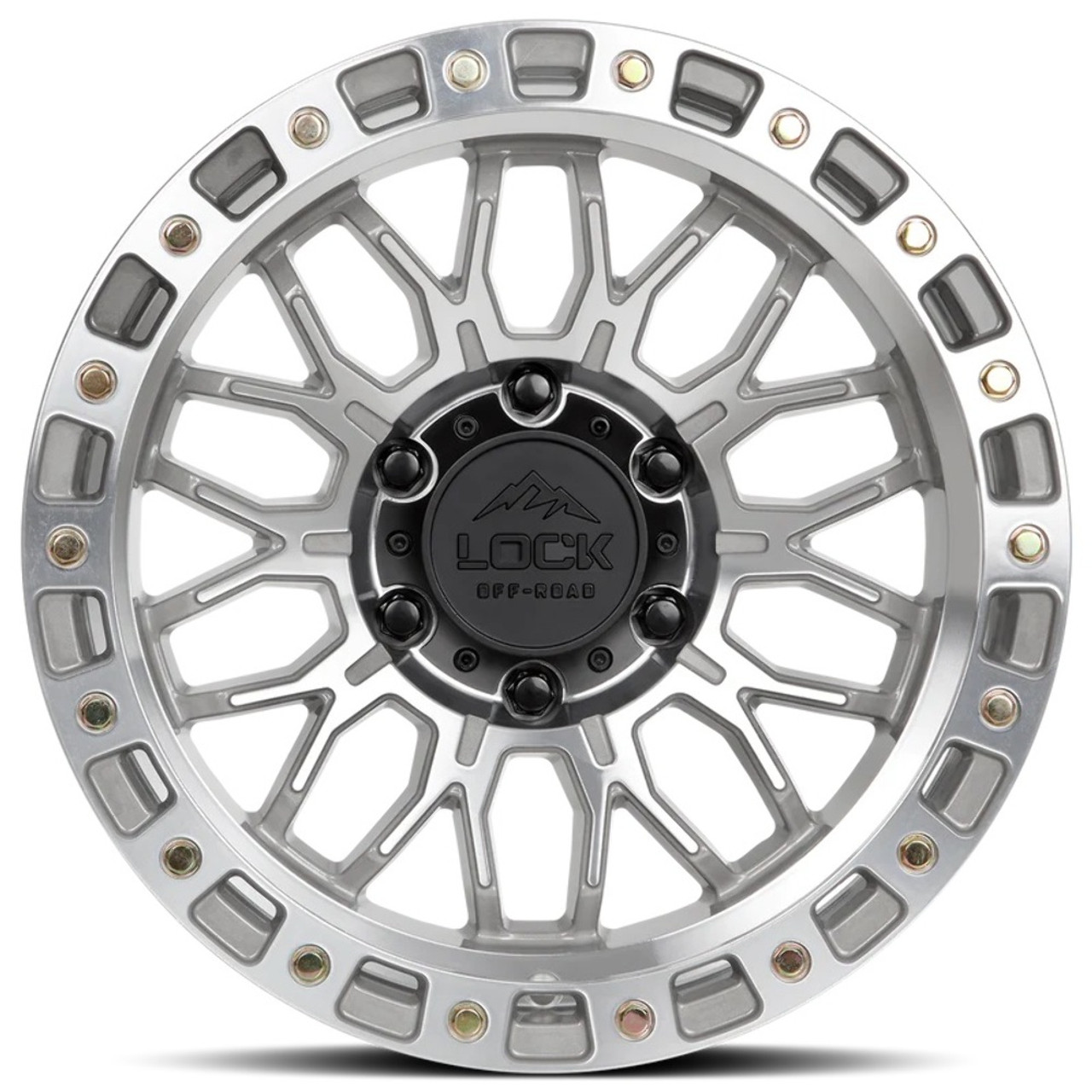 Set 4 17" Lock Offroad Combat Machine Clear Coat 17x9 Wheels 5x5 -12mm Rims