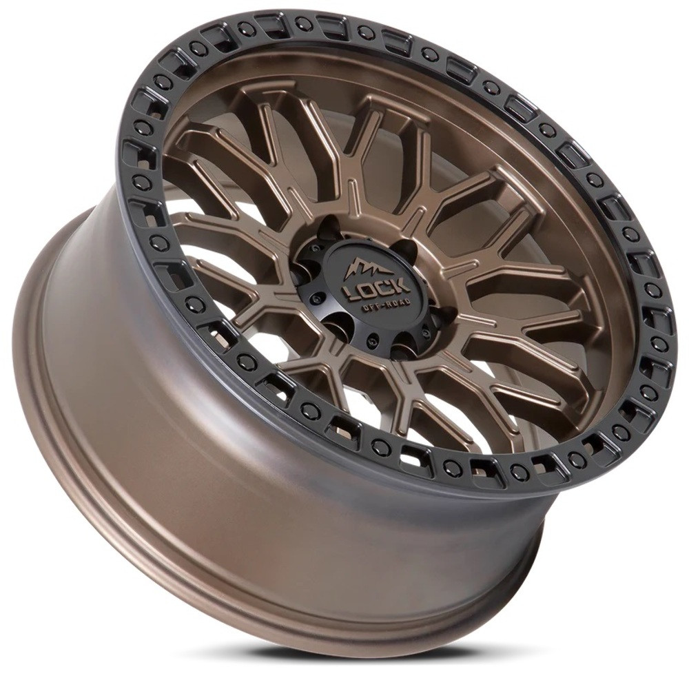 17" Lock Offroad Combat Matte Bronze W Matte Black Ring 17x9 Wheel 5x5 1 Rim
