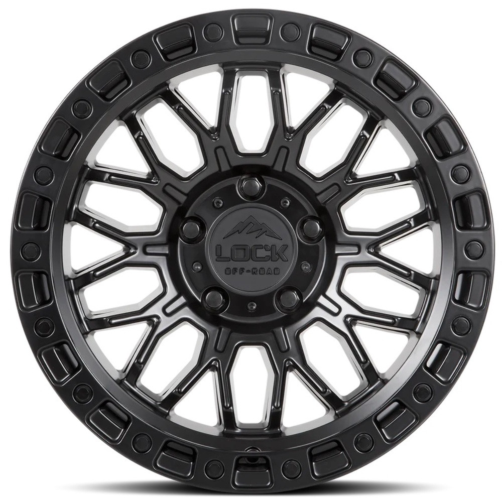 Set of 4 Lock Offroad Combat 20x9 6x5.5 0mm Matte Black Black Ring Truck SUV Rim
