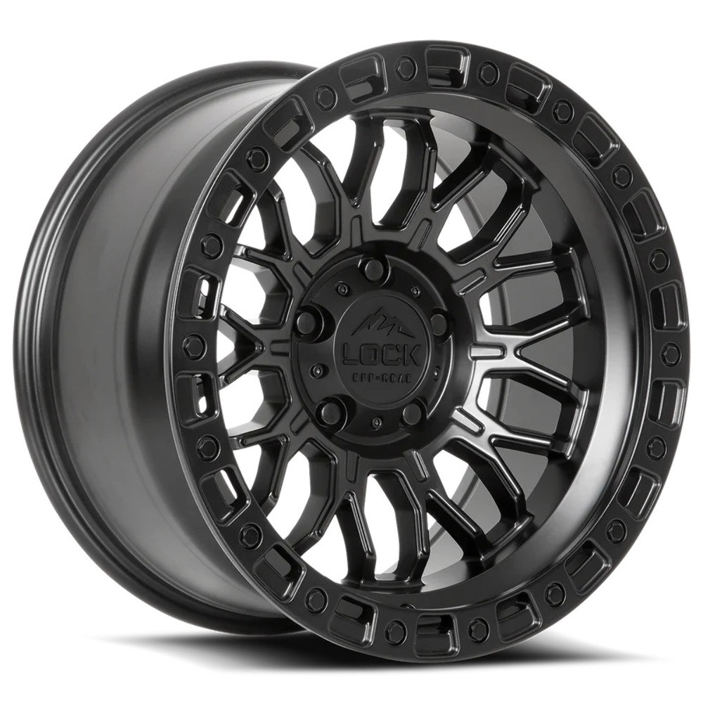20" Lock Offroad Combat Matte Black W Matte Black Ring 20x9 Wheel 5x5 0mm Rim