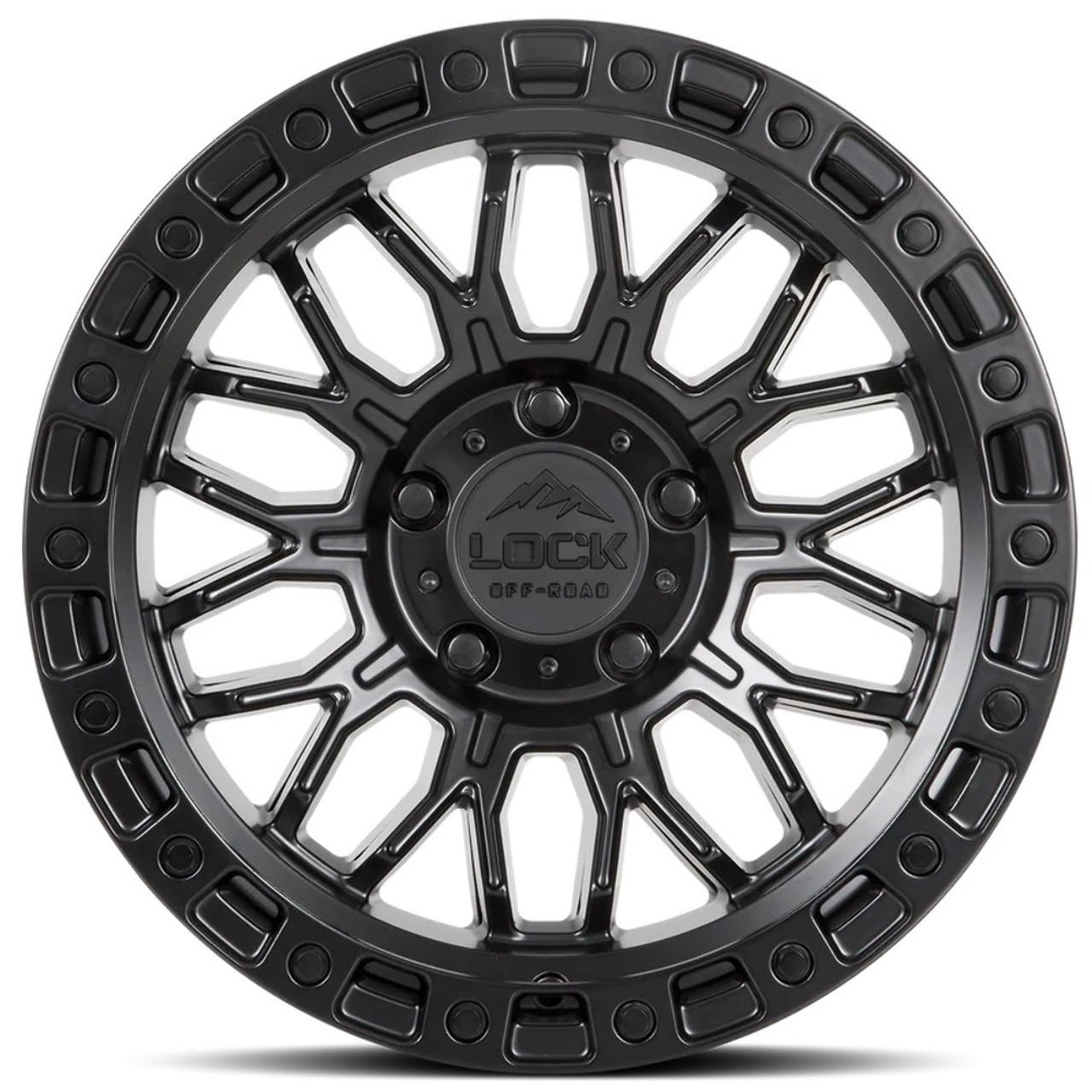 Set 4 17" Lock Offroad Combat Matte Black Matte Black Ring 17x9 Wheels 5x5 1mm