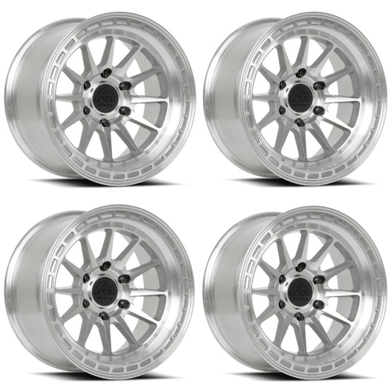 Set 4 17" Lock Offroad Baja Machine Clear Coat 17x9 Wheels 6x5.5 -12mm Rims