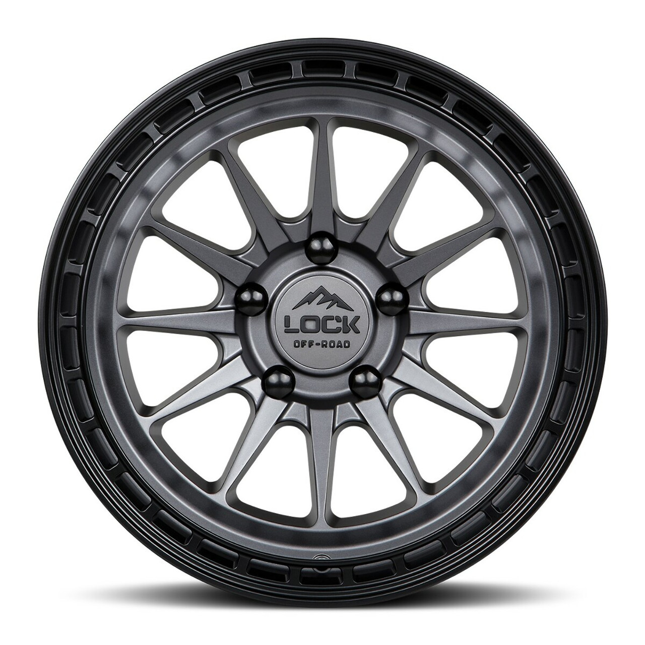17" Lock Offroad Baja Matte Grey Matte Black Ring 17x9 Wheel 5x5 0mm Truck Rim