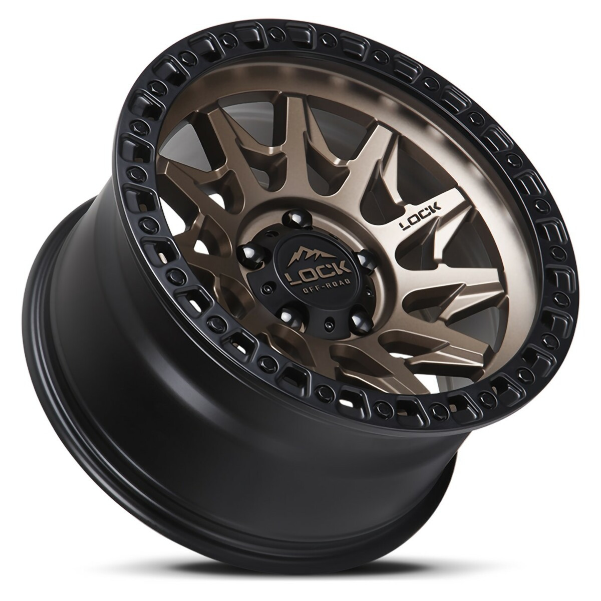 Set 4 17" Lock Offroad Lunatic Matte Bronze Black Ring 17x9 Wheels 6x135 1mm Rim