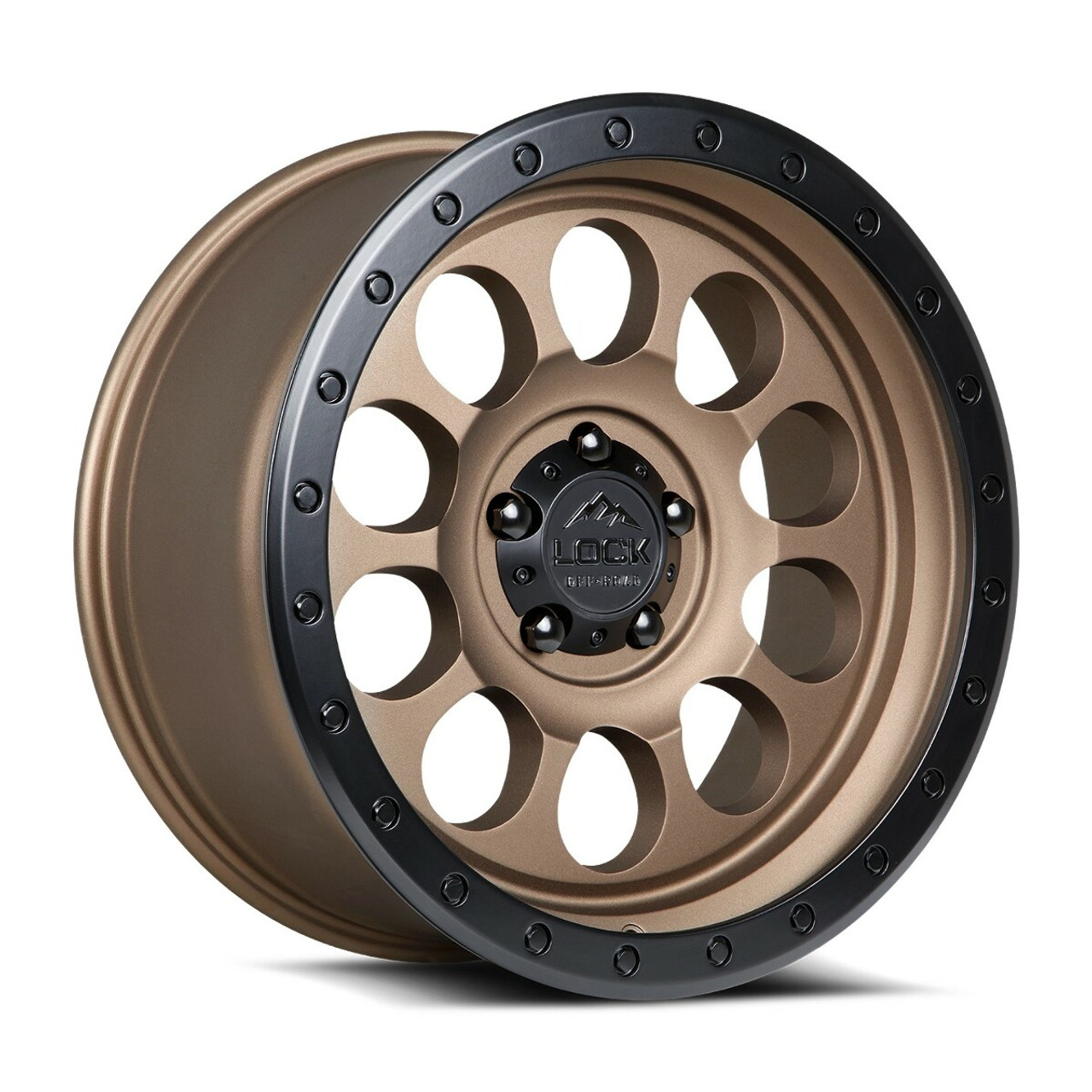 17" Lock Offroad 50 Cal Matte Desert Bronze Matte Black Ring 17x9 Wheel 5x5 0mm