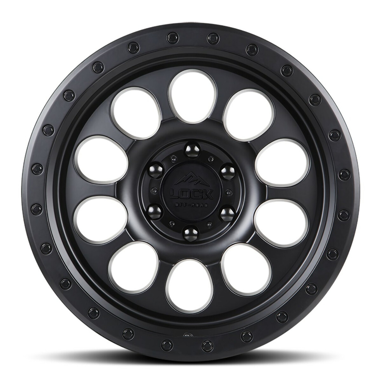 17" Lock Offroad 50 Cal Matte Black Matte Black Ring 17x9 Wheel 5x5 -12mm Rim