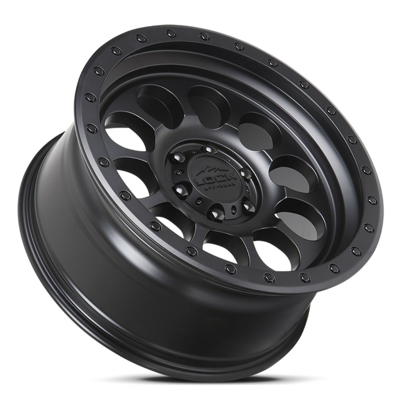 17" Lock Offroad 50 Cal Matte Black Matte Black Ring 17x9 Wheel 5x5 -12mm Rim