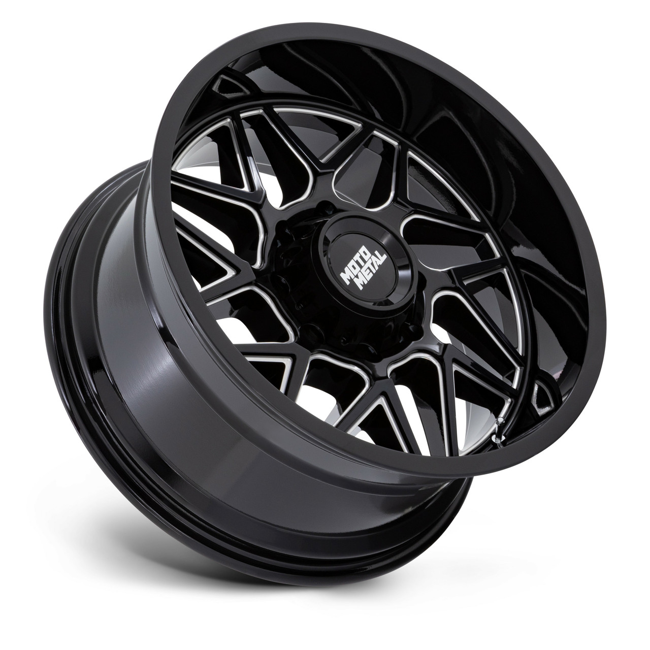 20" Moto Metal MO812 Turbine Gloss Black Milled 20x9 Wheel 8x6.5 20mm Truck Rim