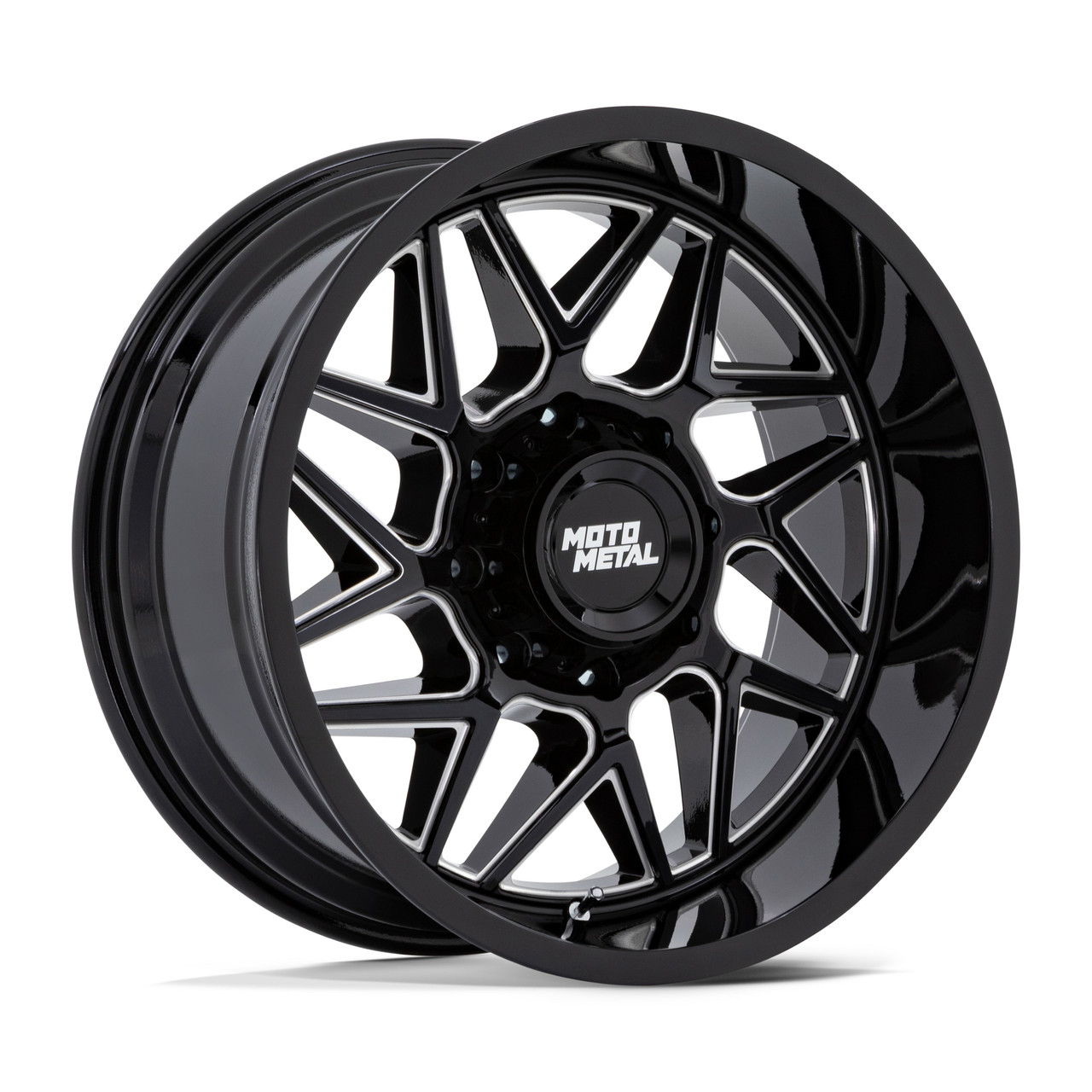 20" Moto Metal MO812 Turbine Gloss Black Milled 20x10 6x5.5 -18mm Lifted Wheel