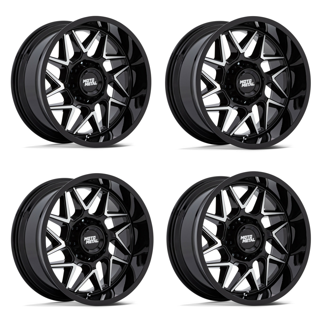 Set 4 20" Moto Metal MO812 Turbine Black Machined Face 20x9 Wheels 8x180 01mm