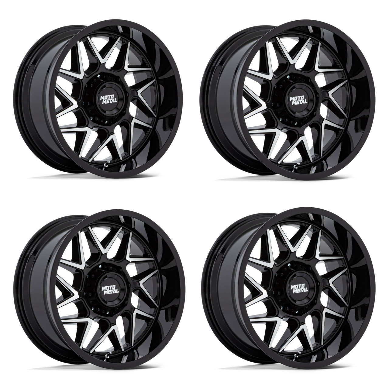 Set 4 20" Moto Metal MO812 Turbine Black Machined Face 20x9 Wheels 8x170 20mm