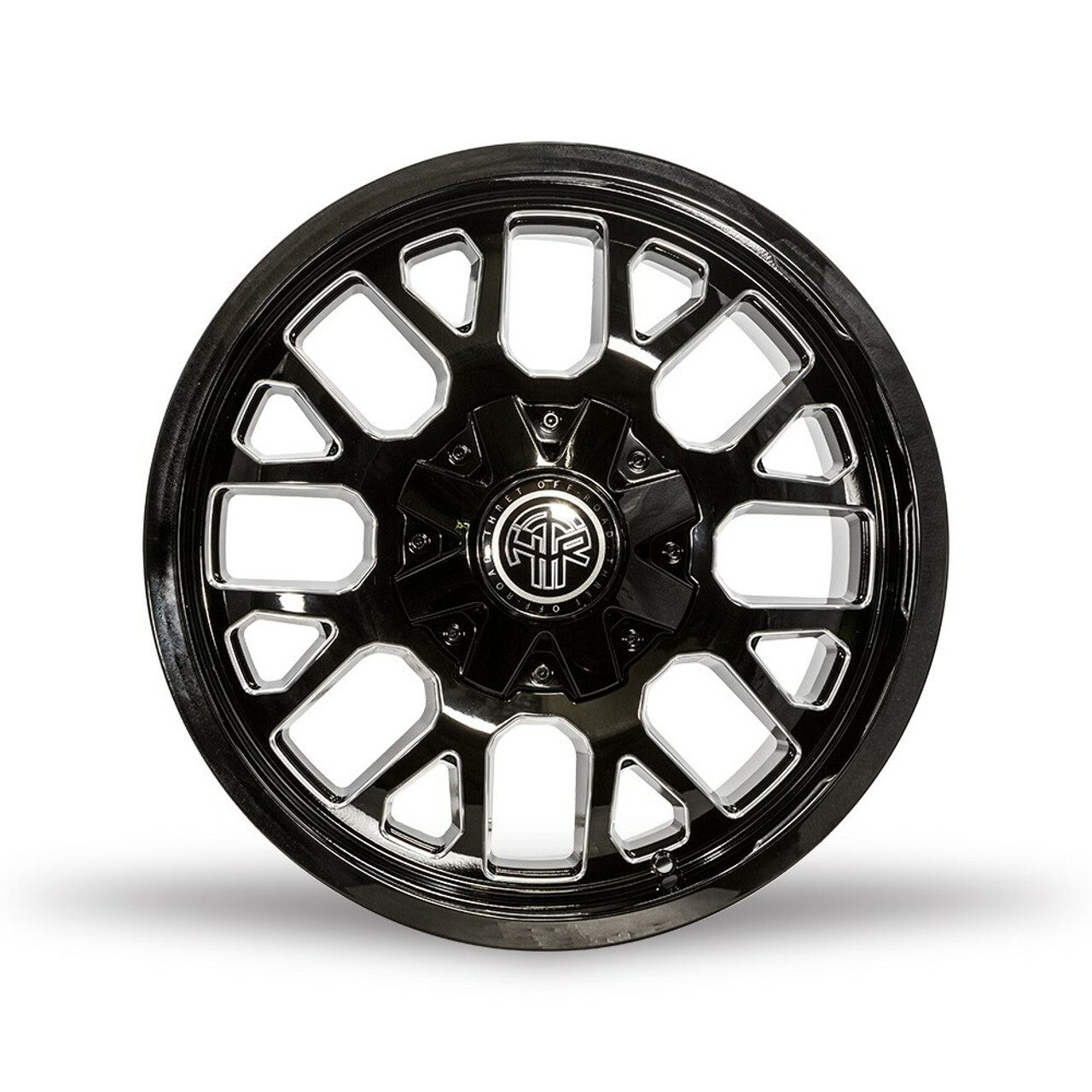 Set 4 17" Thret Offroad Attitude 802 Gloss Black Milled 17x9 5x4.5 5x5 18mm Rims