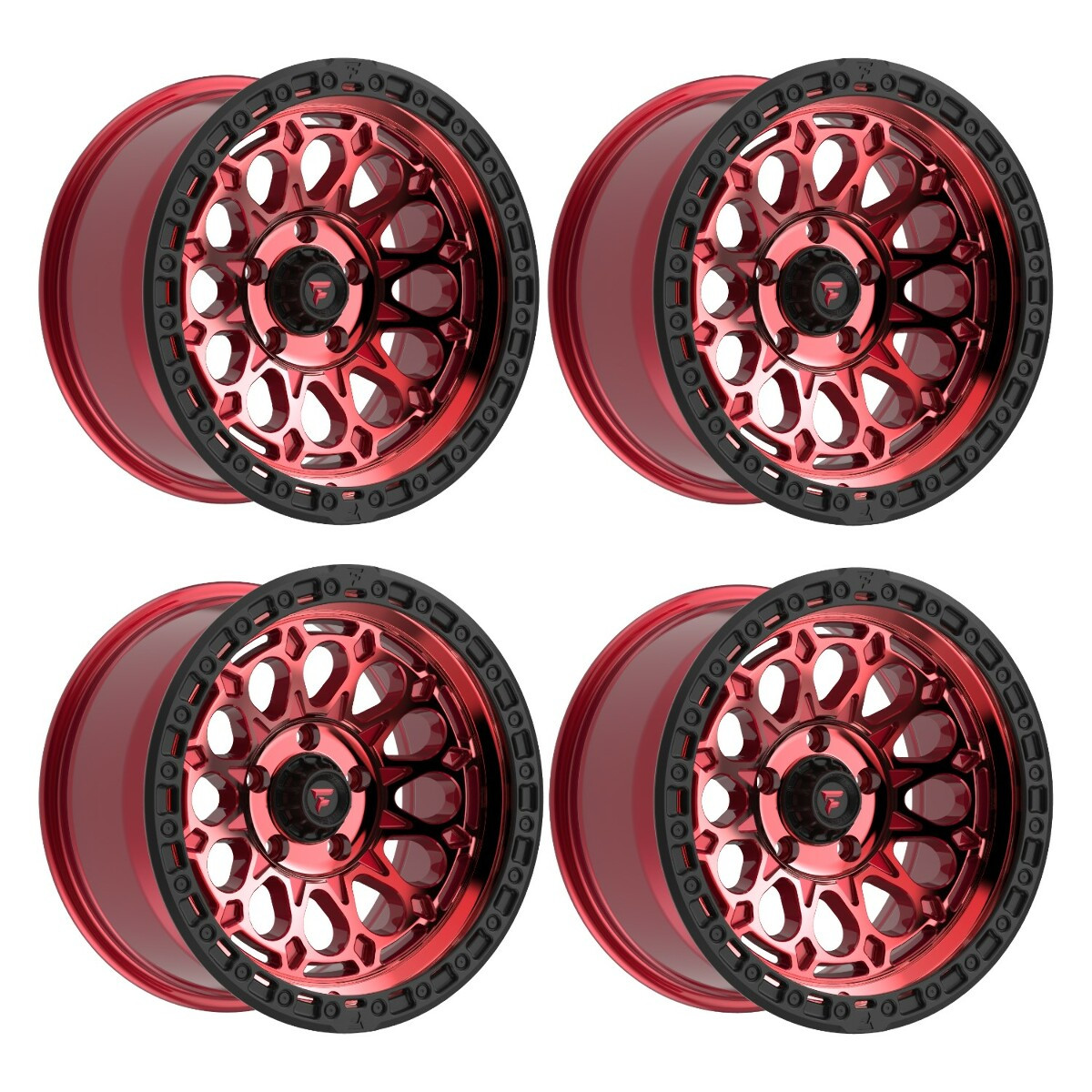 Set 4 20" Fittipaldi Offroad FT101RTB Red Machined Black Lip 20x9 6x5.5 18mm Rim
