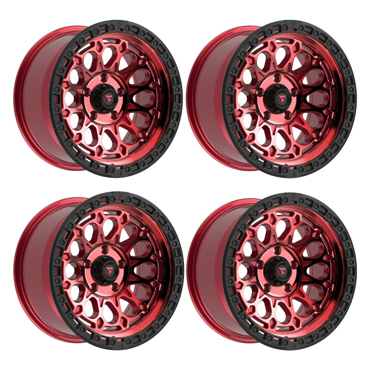 Set 4 18" Fittipaldi Offroad FT101RTB Red Machined Black Lip 18x9 8x6.5 18mm