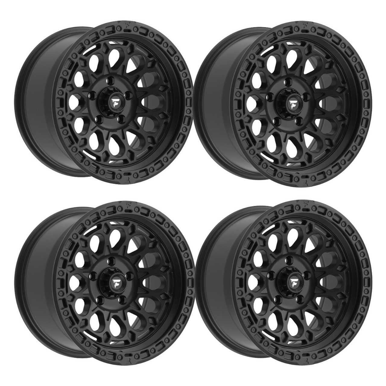 Set 4 20" Fittipaldi Offroad FT101SB Satin Black 20x9 Wheels 8x170 18mm Rims