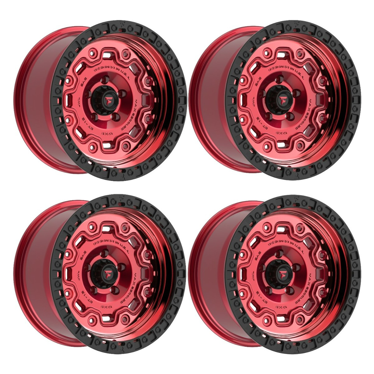 Set 4 18" Fittipaldi Offroad FT100RTB Red Machined Black Lip 18x9 6x5.5 18mm