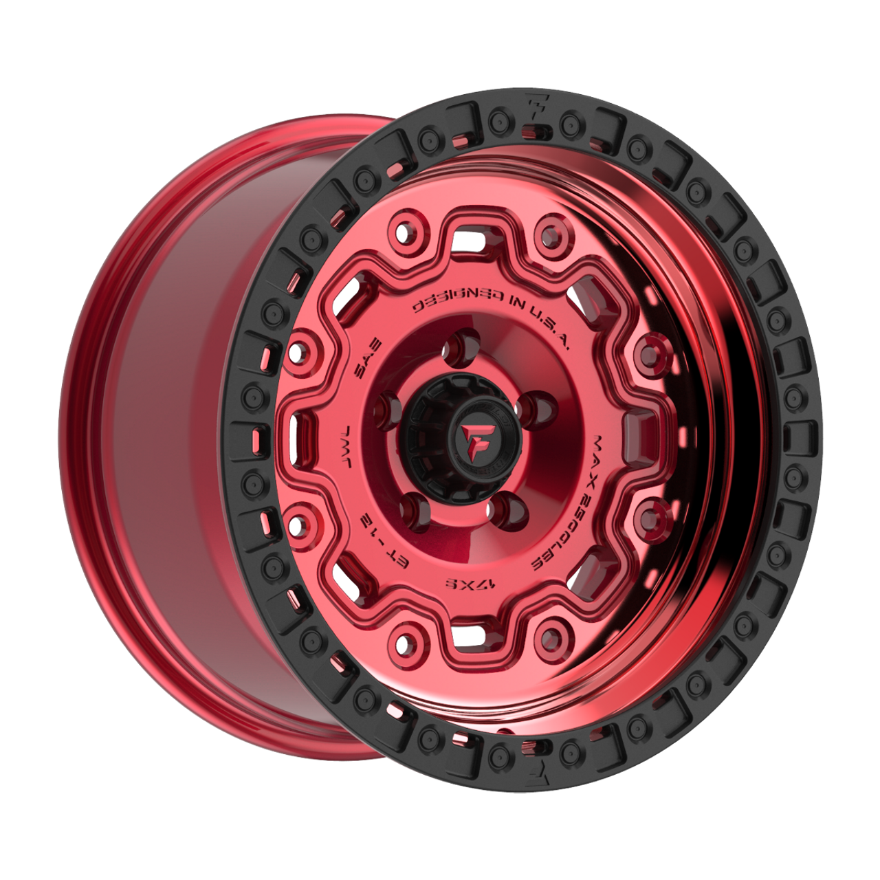 18" Fittipaldi Offroad FT100RTB Red Machined Black Lip 18x9 Wheel 6x135 18mm Rim