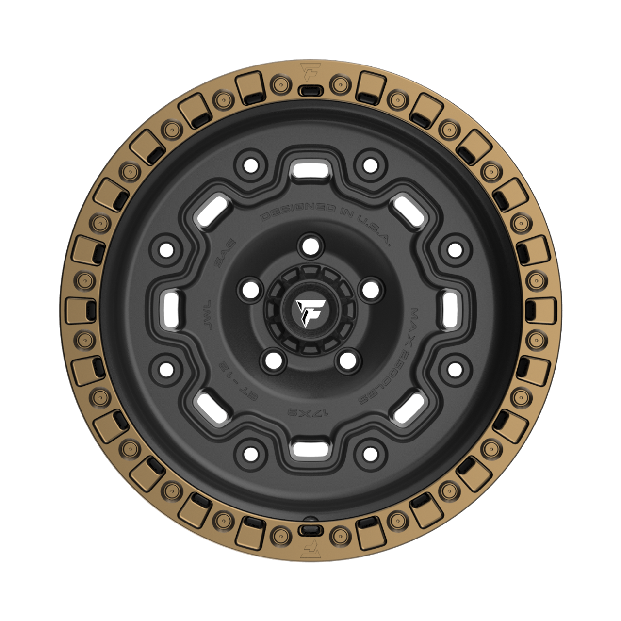 18" Fittipaldi Offroad FT100BZ Satin Black Bronze Ring 18x9 Wheel 6x5.5 18mm Rim