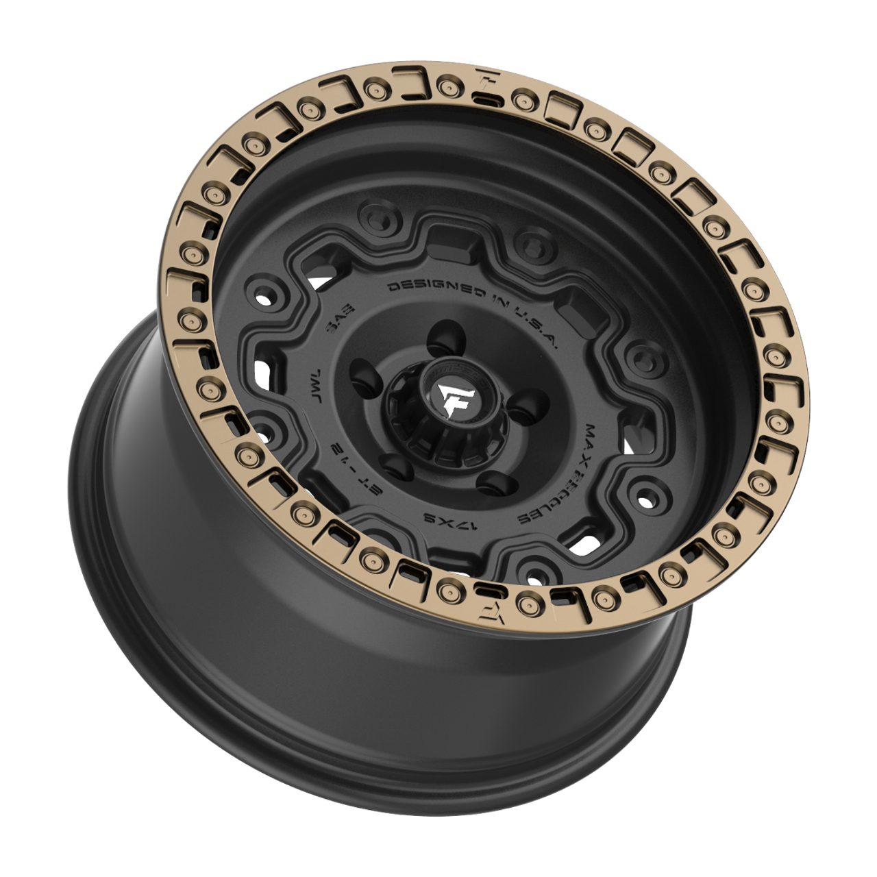 18" Fittipaldi Offroad FT100BZ Satin Black Bronze Ring 18x9 Wheel 6x5.5 18mm Rim