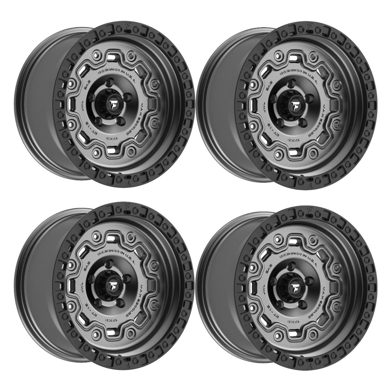 Set 4 18" Fittipaldi Offroad FT100AB Anthracite Satin Black Lip 18x9 5x5 0mm Rim