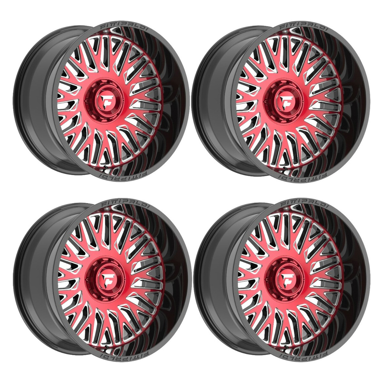 Set 4 22" Fittipaldi Offroad FA07MBRM Black Machined Red Tint 22x12 8x6.5 -44mm