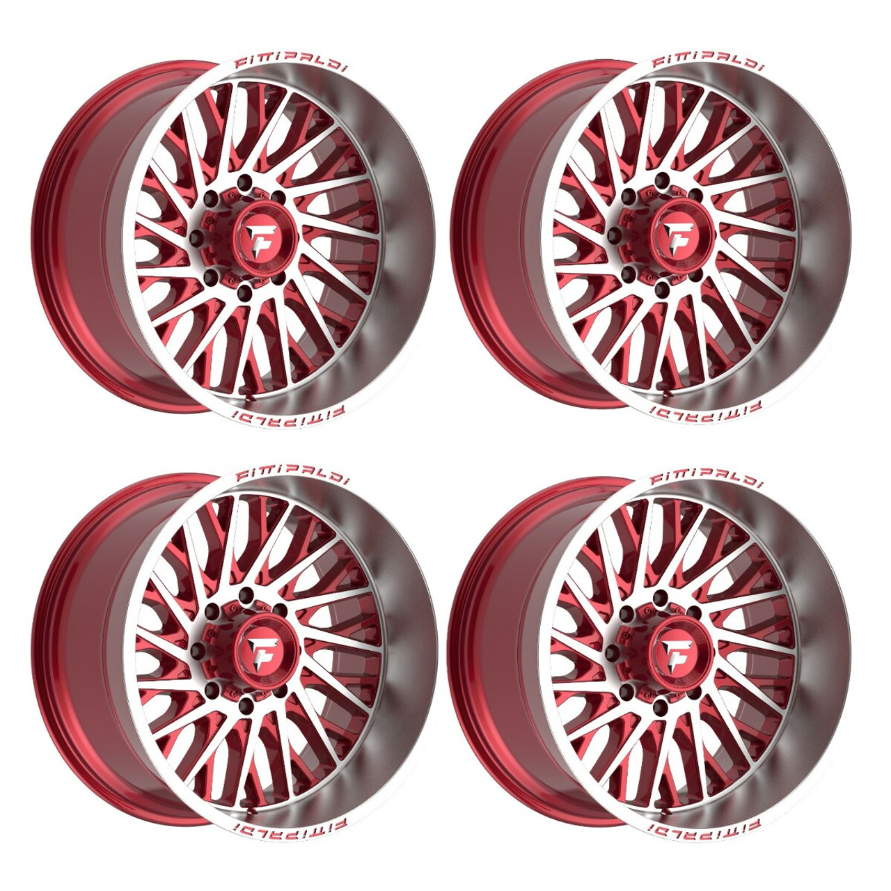Set 4 22" Fittipaldi Offroad FA08MR Red Machine Face Lip 22x12 5x5.5 5x150 -44mm
