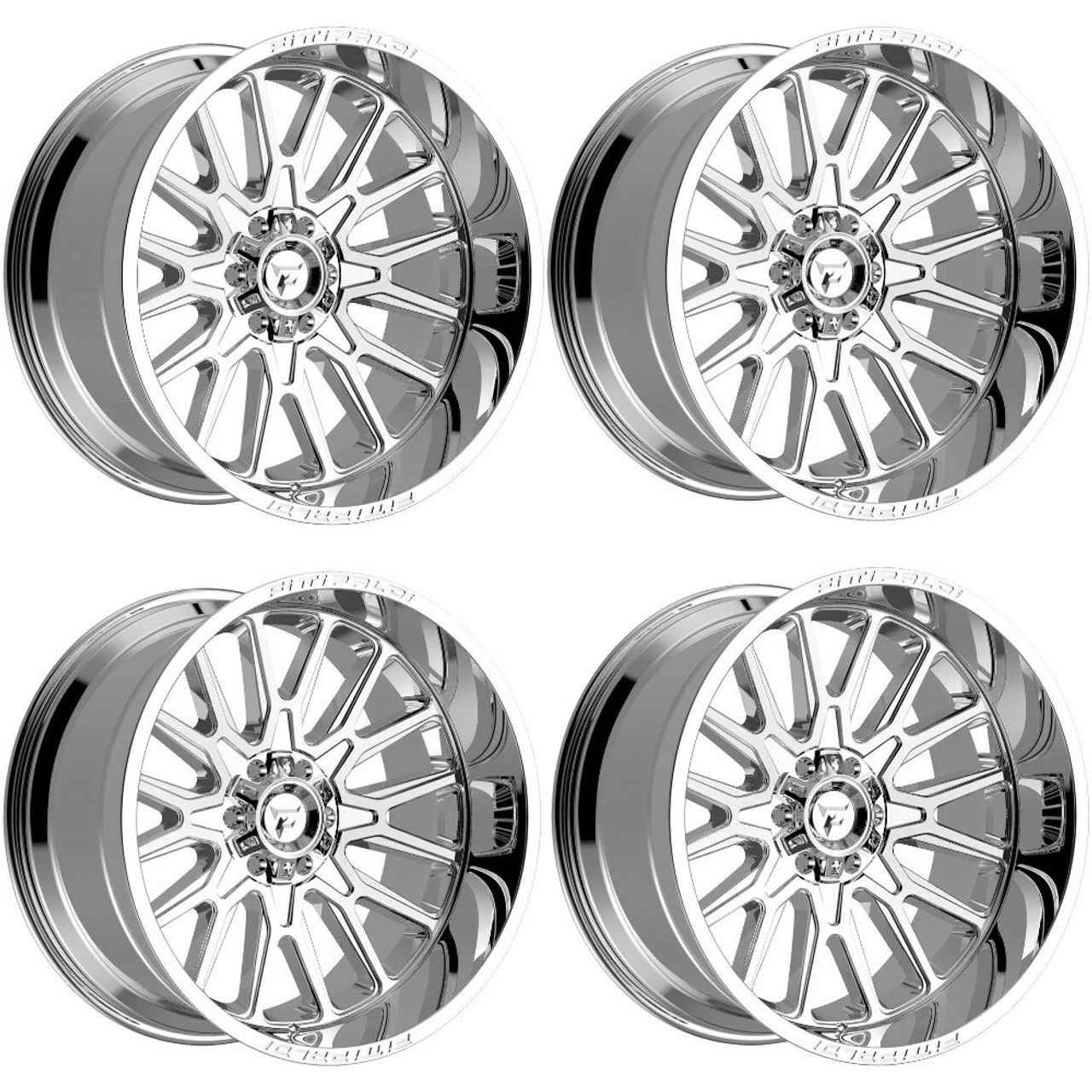 Set 4 20" Fittipaldi Offroad FA18MC Mirror Coat 20x10 Wheels 5x5 5x5.5 -19mm Rim