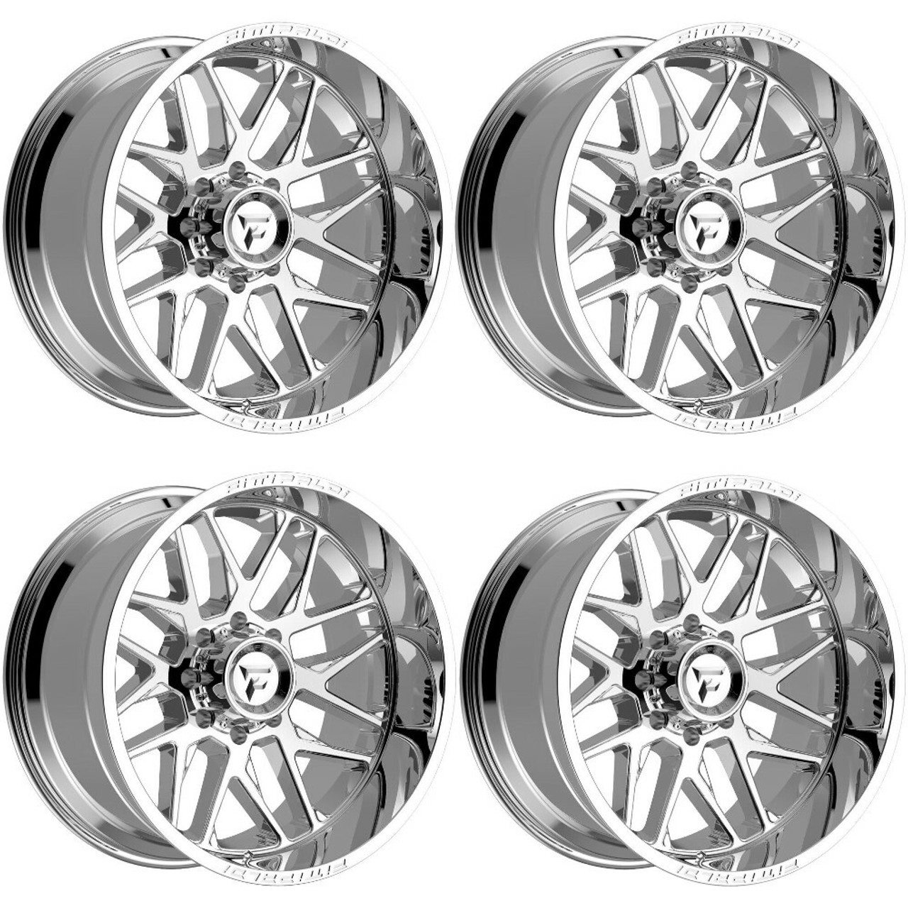 Set 4 20" Fittipaldi Offroad FA19MC Mirror Coat 20x10 Wheels 8x6.5 -19mm Rims
