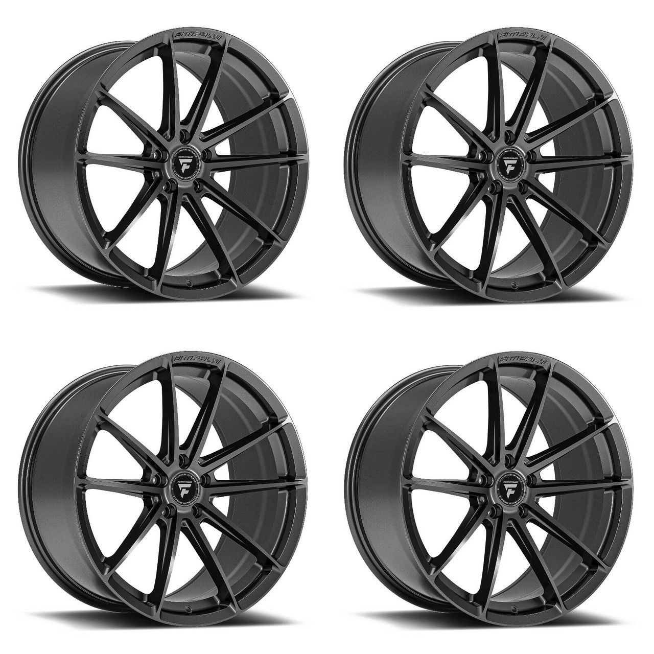 Set 4 20" Fittipaldi Street FS362G Gloss Graphite 20x8.5 Wheels 5x115 15mm Rims