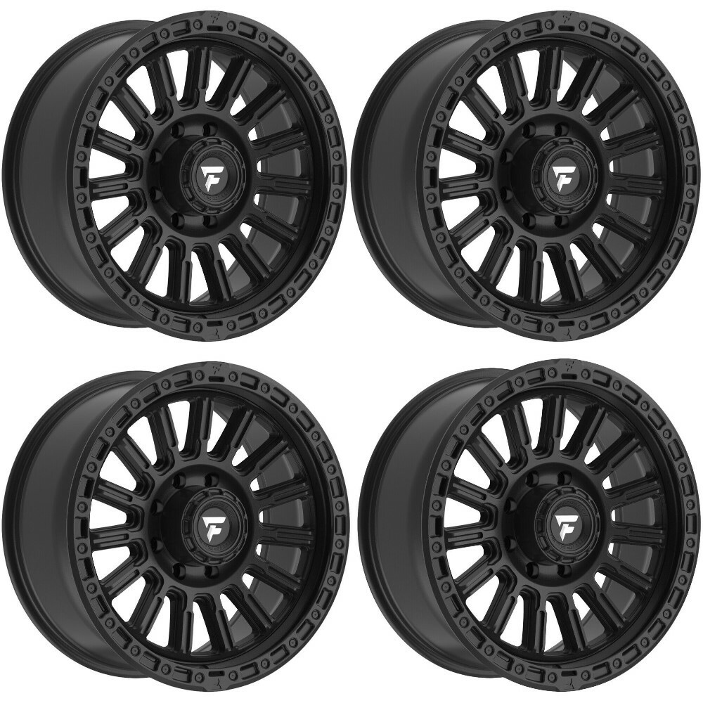 Set 4 20" Fittipaldi Offroad FT106SB Satin Black 20x9 Wheels 6x5.5 18mm Rims