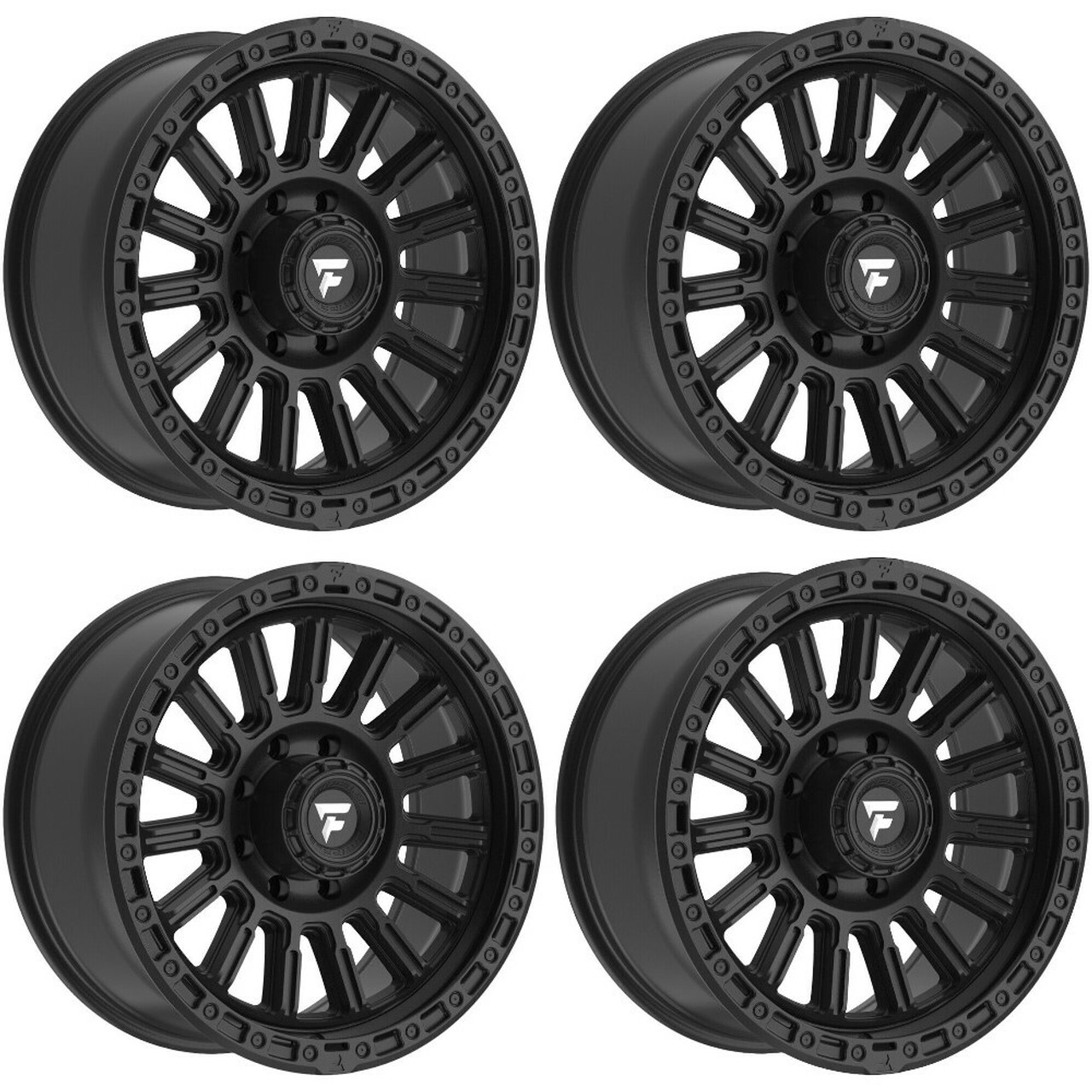 Set 4 17" Fittipaldi Offroad FT106SB Satin Black 17x9 Wheels 6x135 -12mm Rims