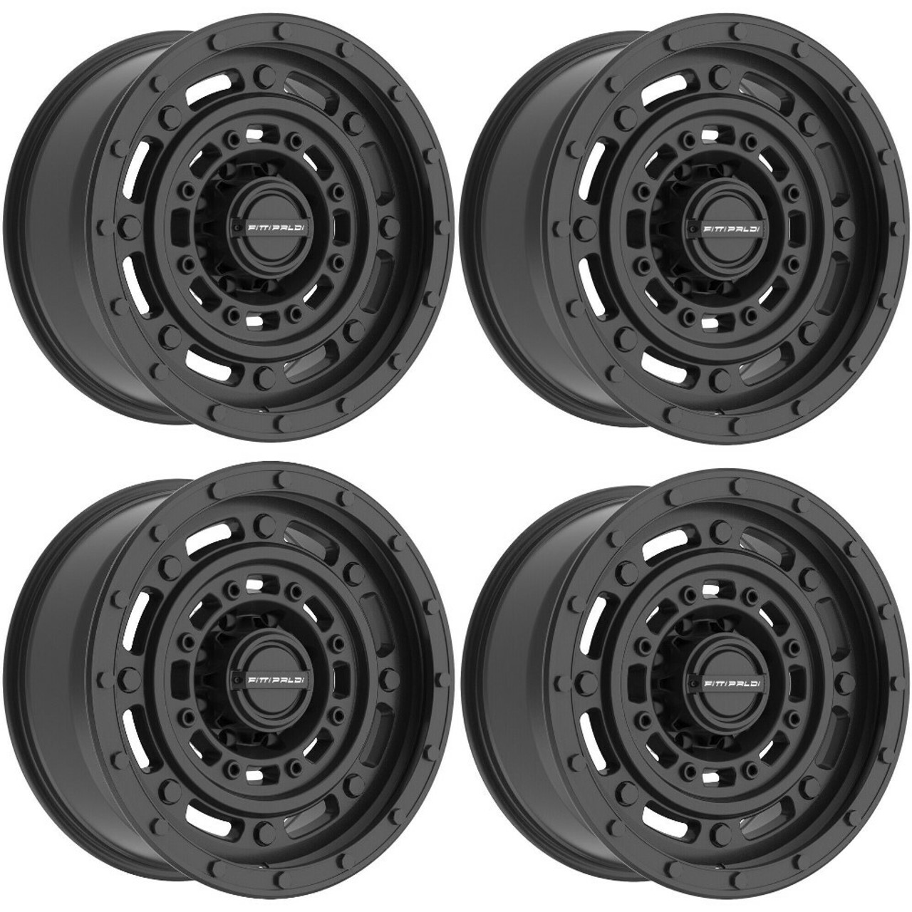 Set 4 20" Fittipaldi Offroad FT107SB Satin Black 20x9 Wheels 8x170 18mm Rims