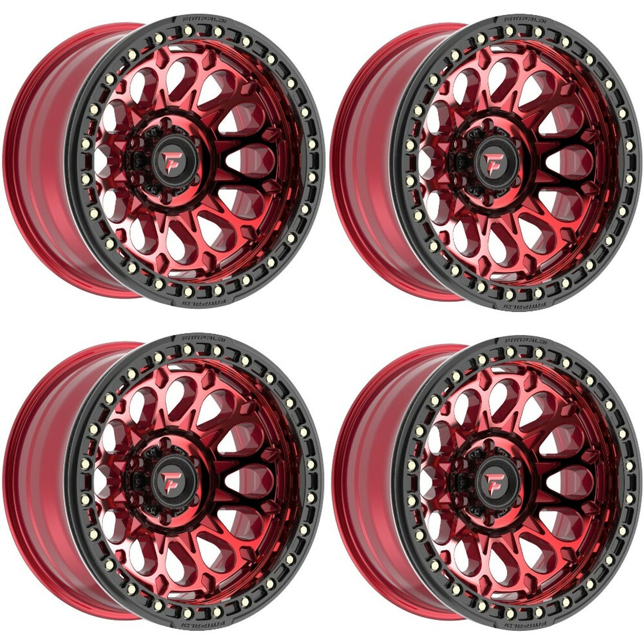 Set 4 20" Fittipaldi Offroad FB153R Red Machined Tint Black Ring 20x10 8x6.5 -38mm