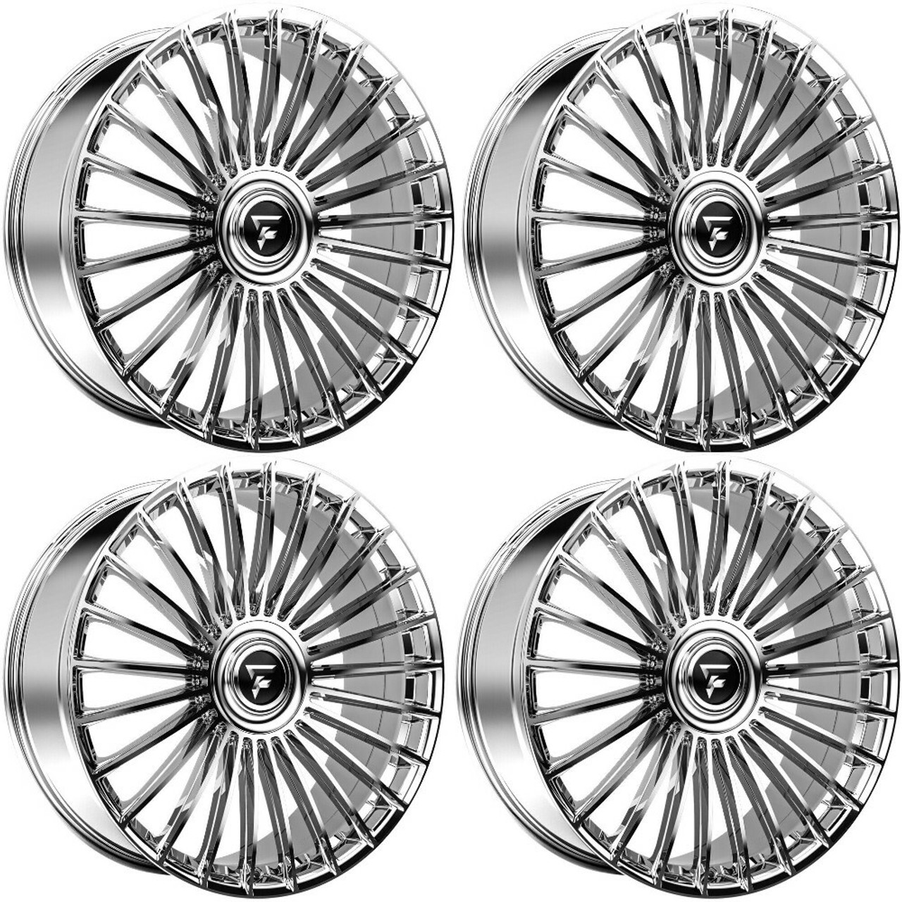Set 4 22" Fittipaldi FS370MC Mirror Coat 22x9.5 6x135 6x5.5 25mm w Floating Caps
