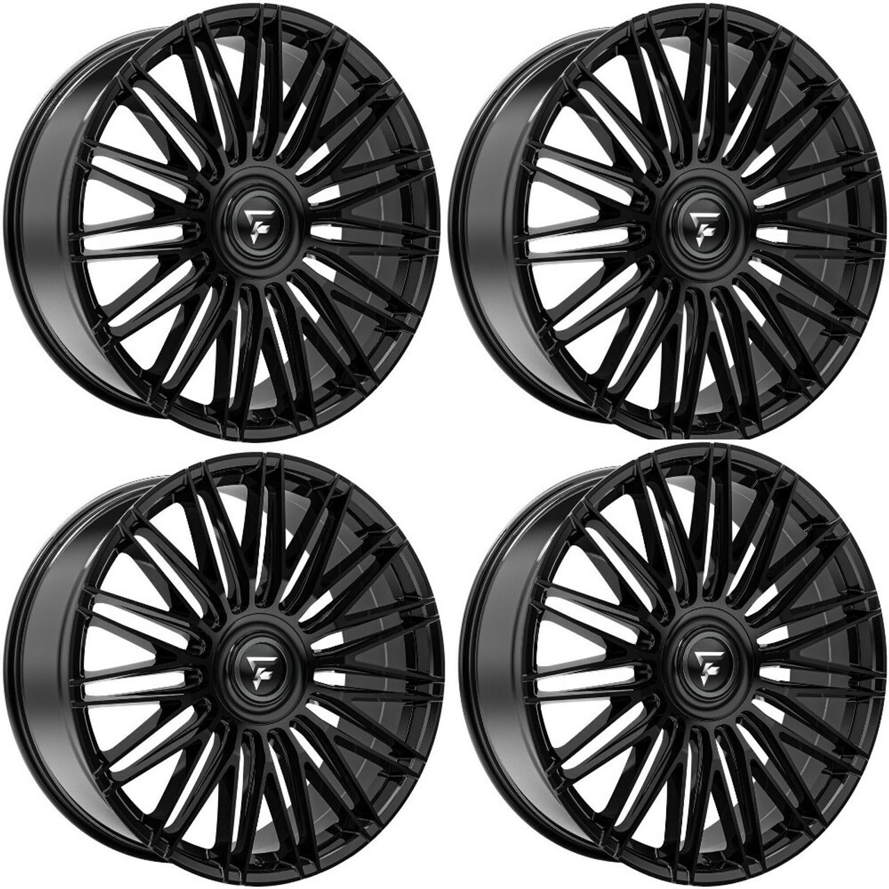 Set 4 24" Fittipaldi Street FS369B Black 24x10 6x135 6x5.5 30mm w Floating Caps
