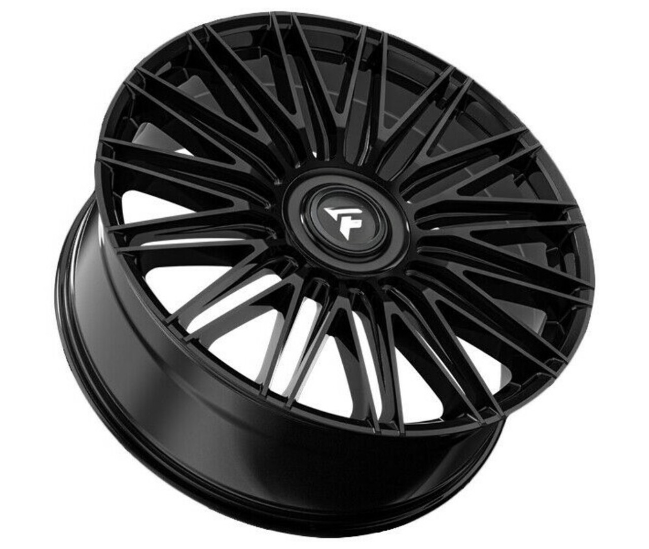 24" Fittipaldi Street FS369B Gloss Black 24x10 Rim 5x115 5x120 20mm Floating Cap