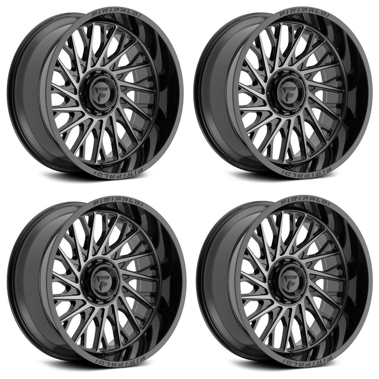 Set 4 22" Fittipaldi Offroad FA08MBDT Black Machined Dark Tint 22x12 8x170 -44mm