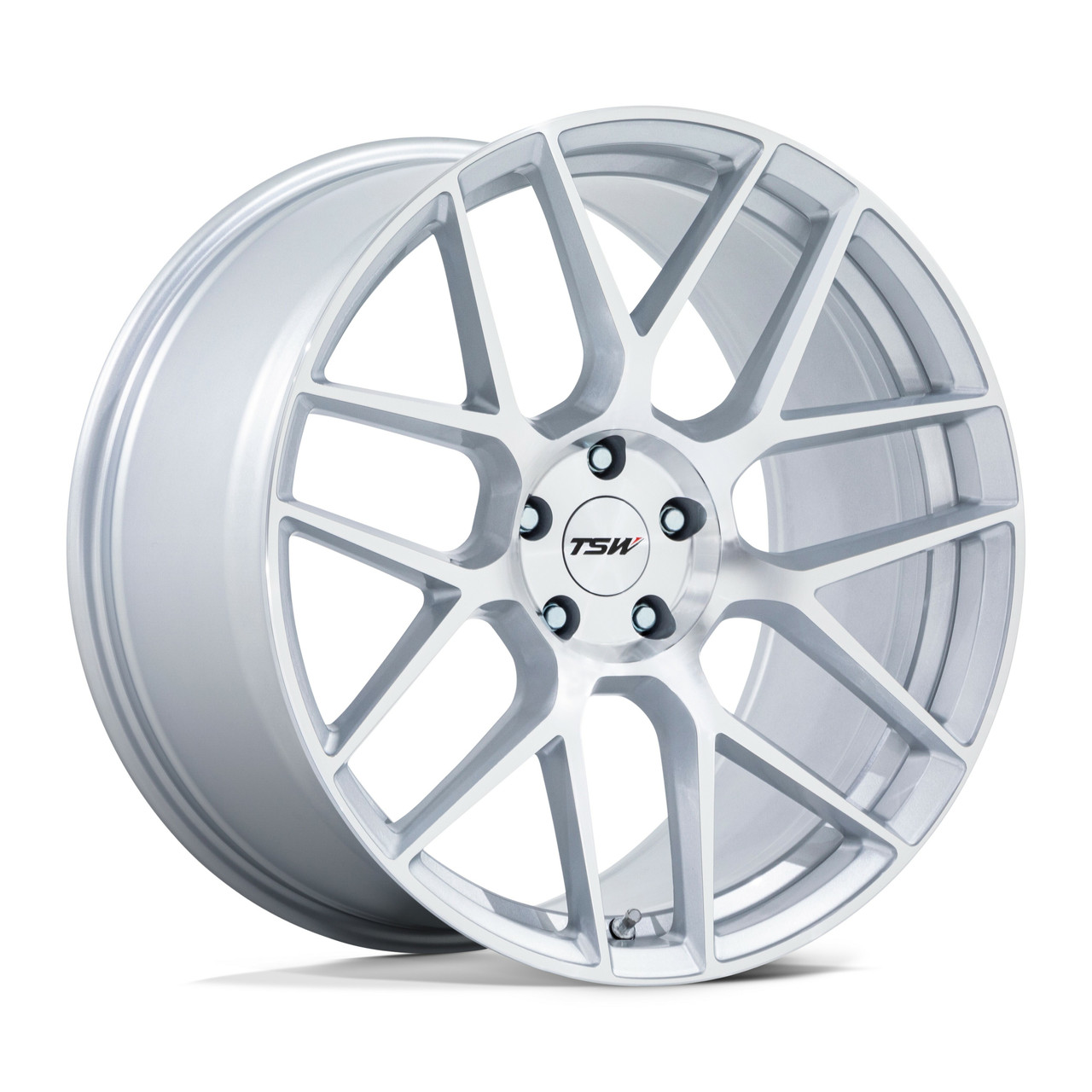 Set 4 20" TSW TW002 Lasarthe Gloss Silver Machined 20x9 Wheels 5x112 20mm Rims