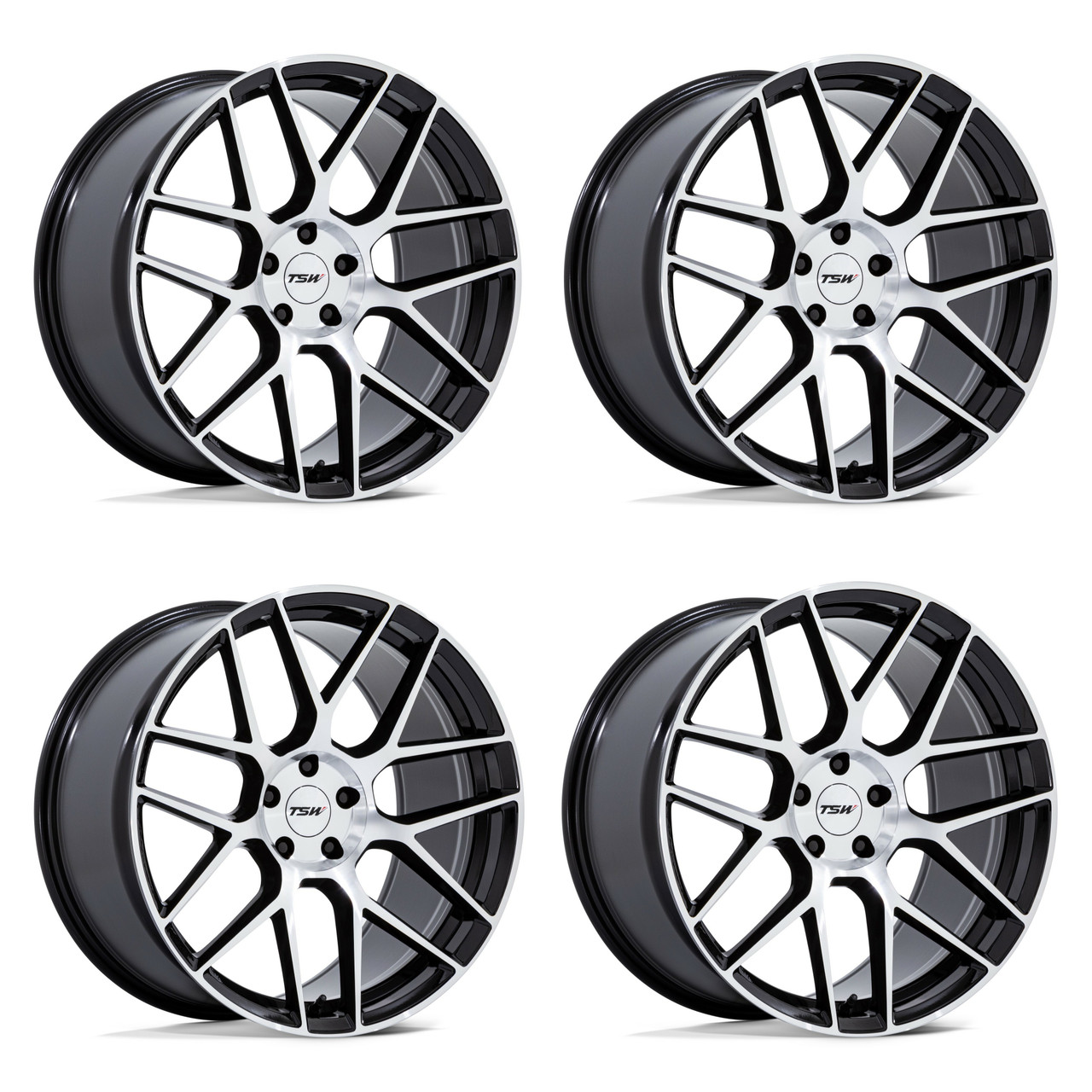 Set 4 22" TSW TW002 Lasarthe Gloss Black Machined 22x10.5 Wheels 5x112 38mm Rims